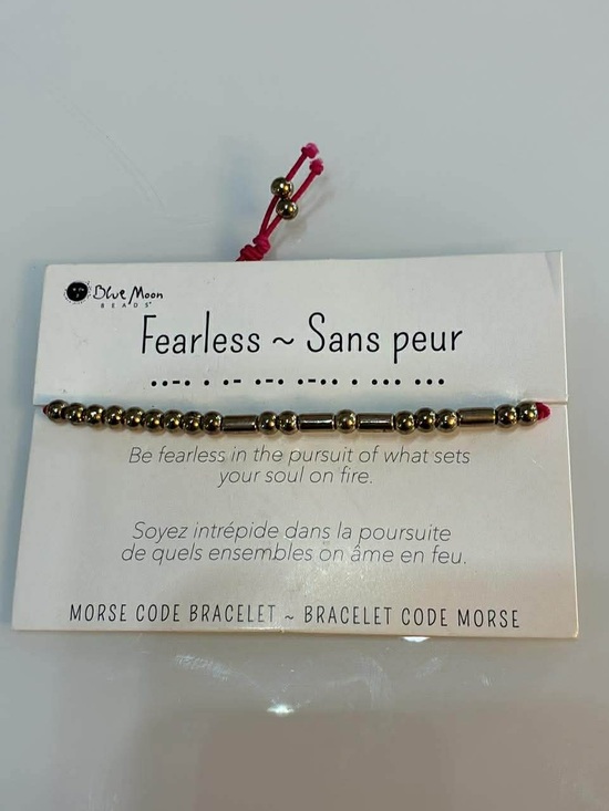 Jewelry - Fearless Gold Morse Code Bracelet with Pink Cord